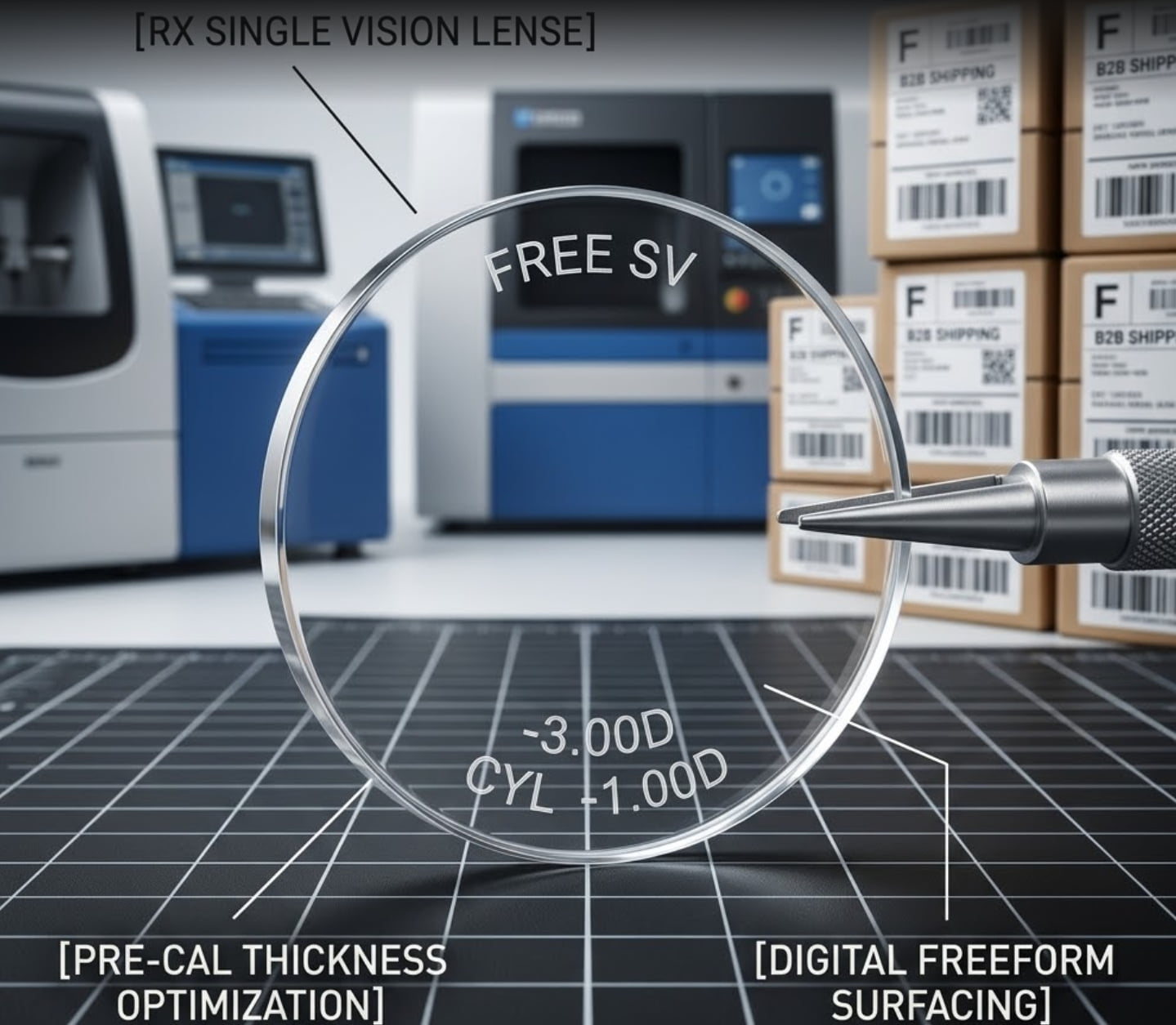 D-Free Freeform Digital Surfacing Machinery