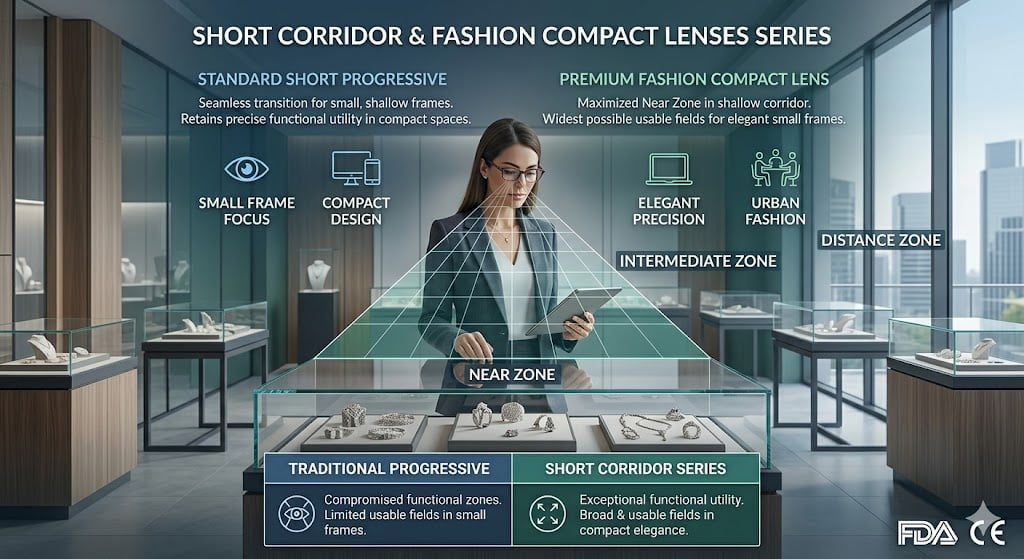 Short corridor progressive lens design diagram