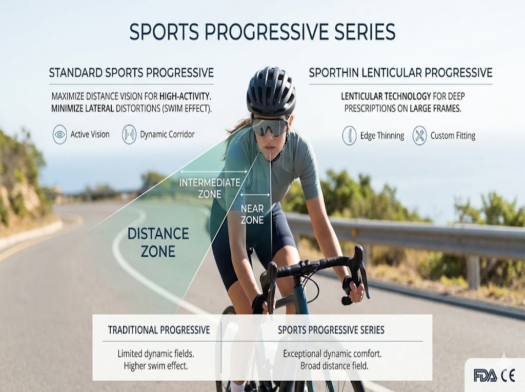 Sports progressive lens design diagram