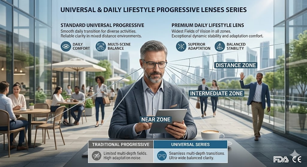 Universal progressive lens design diagram